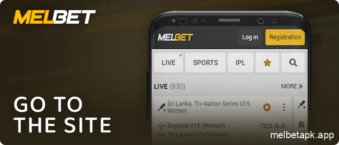 Visit to Melbet website via Android device